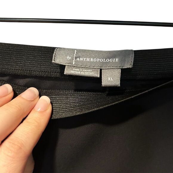 Anthropologie NWT Sheer Black Midi Skirt XL - Picture 3 of 7